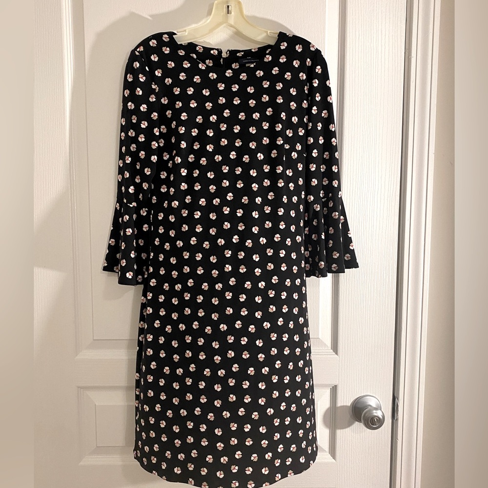 Tommy Hilfiger black floral bell sleeve dress.